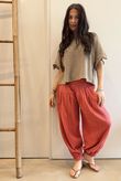 Annie Cushion Cotton Cuff Barrel Pant Rhubarb Rose